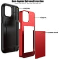 thumbnail image 3 of KOMI pour iPhone 13 Pro Max Étui avec Porte-Cartes [Ranger 5 Cartes] Double Couche Robuste Antichoc Étui Portefeuille iPhone 13 Pro Max avec Fente Cachée pour Cartes Étui de Rangement pour iPhone 13 Pro Max (Rouge), 3 of 5