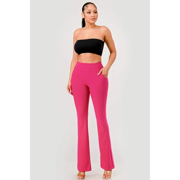 Tummy Control Butt Sculpting Flare Pants With Pockets - Beetroot Purple