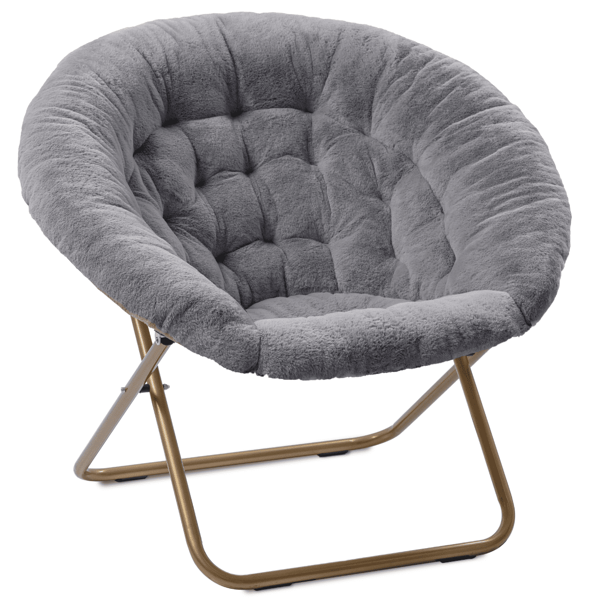 Milliard Cozy Chair / Faux Fur Saucer Chair for Bedroom / XLarge, Grey