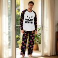 thumbnail image 3 of Men's Halloween Pajama Set Long Sleeve Raglan Crewneck Soft Cotton Loungewear with Print Top & Full Length Pants for Home Black M, 3 of 6