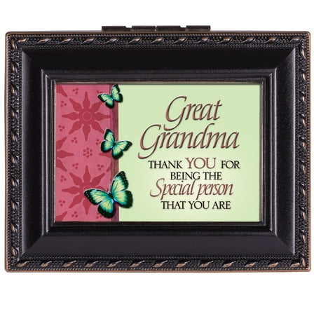 Great Grandma Special Black Rope Trim 4.5 x 3.5 Tiny Square Jewelry Keepsake Box