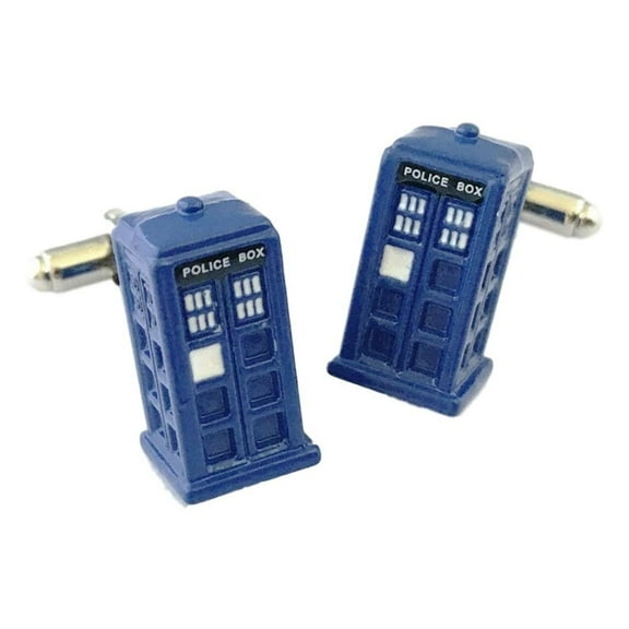 Doctor Who 3D Tardis Call Box Enamel Finish Metal Cufflinks