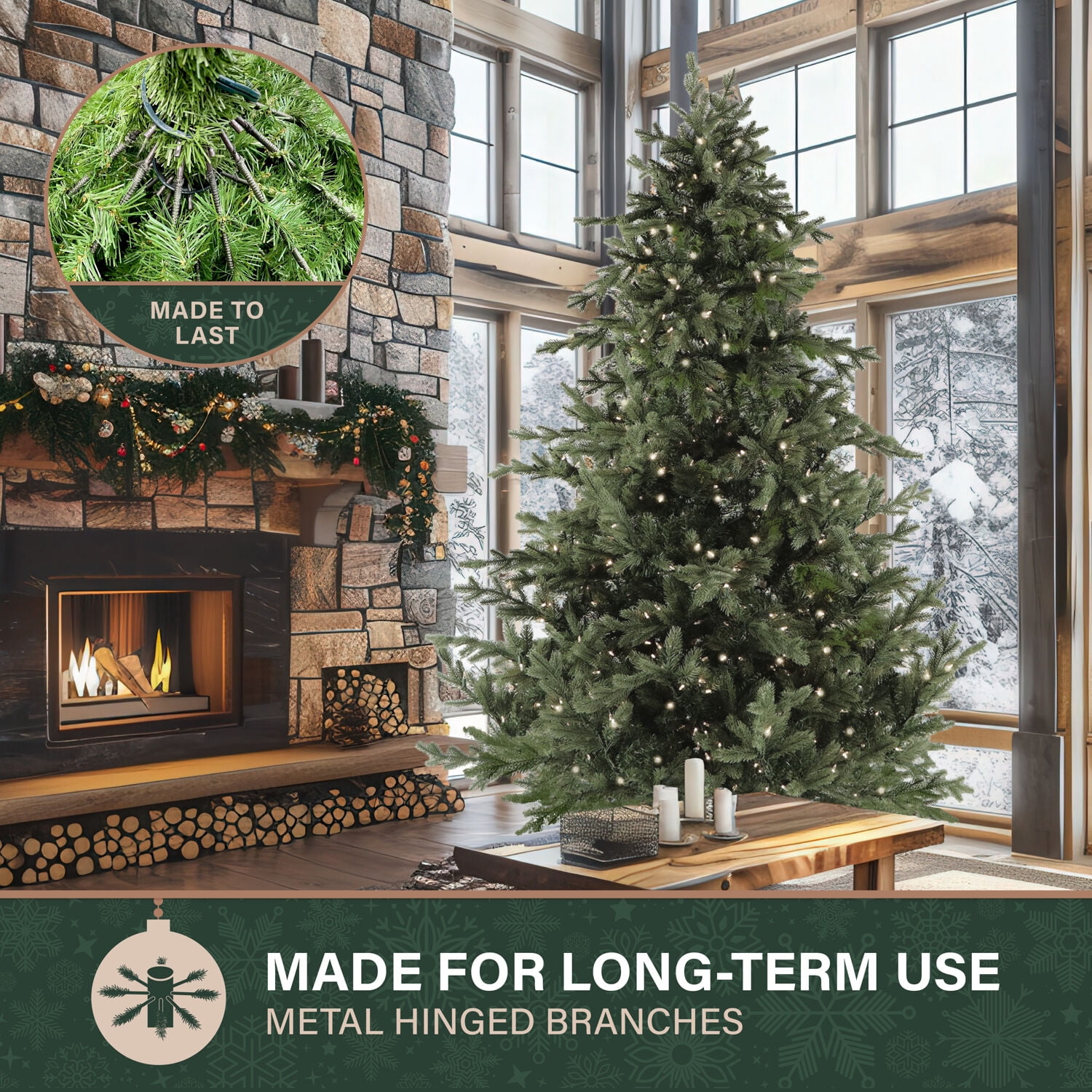 Fraser Hill Farm 12-Ft. Foxtail Pine Christmas Tree with White Incandescent Smart Lights, FFFX012-3GR