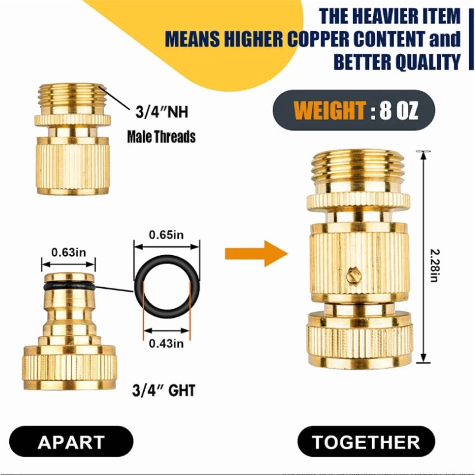 PURELY- Us 3/4" Garden Hose Quick Connect Water Hose Fit Brass Female Male Connector