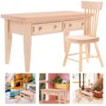 thumbnail image 4 of SHISUYAN 1 Set Dollhouse Mini Wood Chair Beige Color for Children's Play and Collection, 4 of 8