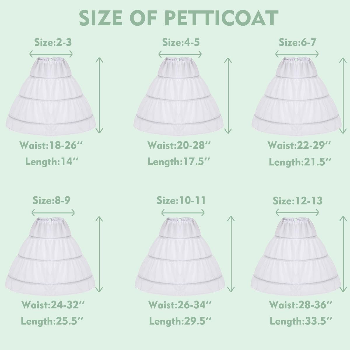 White Children Petticoat A-Line 3 Hoops One Layer Kids Crinoline Lace