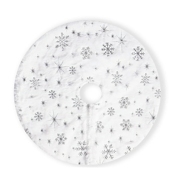 Christmas Tree Skirt White Tree Skirt Gold Sequin Snowflakes Faux Fur Xmas Tree Skirt Christmas Decorations Holiday Party Decoration