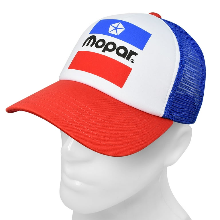 Mopar Logo White Front Red Visor Mesh Baseball Hat for Dodge Jeep