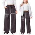 thumbnail image 2 of DHFJKG Girls Sweatpants Baggy Joggers Pants Letter Printed Athletic Elastic Waisted Pants For Kids Teens With Pocket Drawstring Soft Trousers, 2 of 9