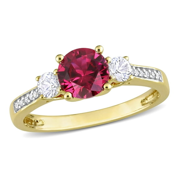 Everly Women's Created Sapphire and Ruby 10K Yellow Gold Engagement Ring