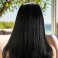 thumbnail image 3 of Unique Bargains 1 Pc Straight Long Hair Hair Wig High Temperature Fiber 18in Human Wig Black for Women, 3 of 6