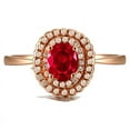 thumbnail image 2 of Double Halo 1 Carat Ruby and Diamond Engagement Ring in Yellow Gold, 2 of 4