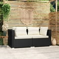 thumbnail image 1 of vidaXL 2-Seater Sofa with Cushions Black Poly Rattan, 1 of 5