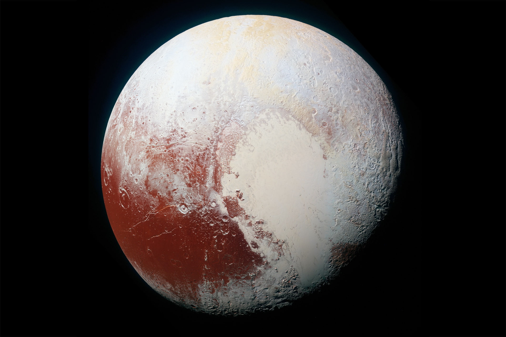 24x36 gallery poster, High-resolution MVIC image of Pluto in enhanced ...