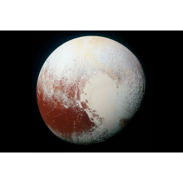 24x36 gallery poster, High-resolution MVIC image of Pluto in enhanced ...