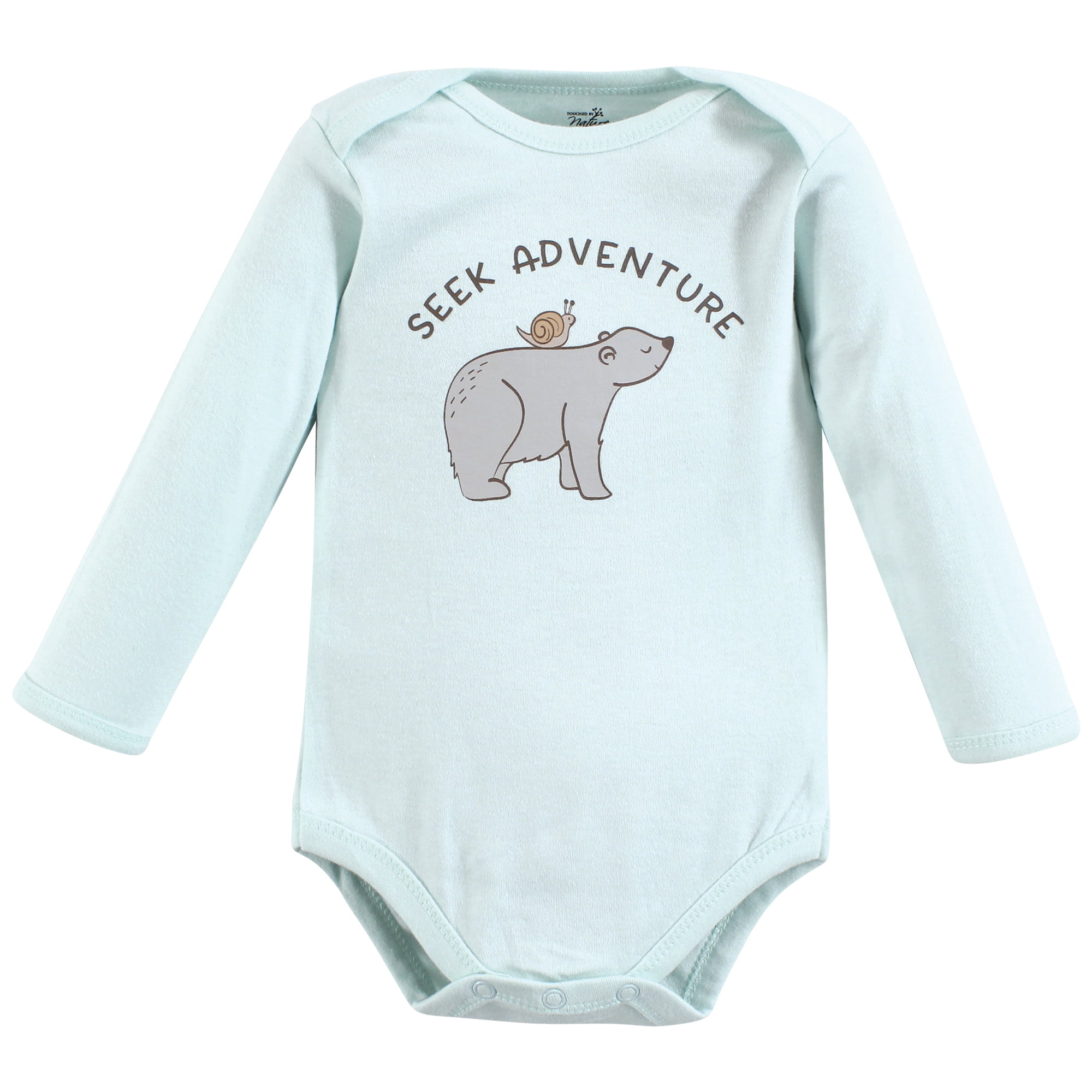 Touched by Nature Unisex Baby Organic Cotton Long-Sleeve Bodysuits, Dreamy Woodland, 18-24 Months