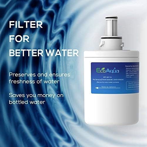 EcoAqua EFF-6011A Refrigerator Water Filter, Replacement for Samsung® DA29-00003G, Aqua-Pure Plus, DA29-00003B, HAFCU1, DA29-00003A, 3 Filters