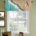 thumbnail image 3 of Beige Beach Starfish Curtain Valances for Windows, Kitchen Valance Window Treatments Panel 2 Pack, Blue Coastal Ocean Waves Rod Pocket Short Curtains for Bathroom Bedroom 42 x 12 Inch, 3 of 8