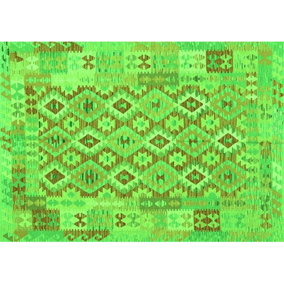 Ahgly Company Indoor Rectangle Southwestern Green Country Area Rugs, 2' x 4'