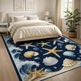 thumbnail image 3 of ODIKA 8'x10' Washable Area Rug Durable, Non-Slip Starfish Ocean Nautical Wave Seashell Border Bathroom Coral Reef for Living Room, Under Sectional, Family, 3 of 7