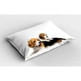 thumbnail image 2 of Ambesonne Beagle Pillow Sham 2 Pack, Family Mother, 30"x20", Pale Caramel White Black, 2 of 3