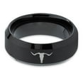 thumbnail image 2 of Tungsten Longhorn Texas Bull Horn Band Ring 8mm Men Women Comfort Fit Black Beveled Edge Brushed Polished, 2 of 4