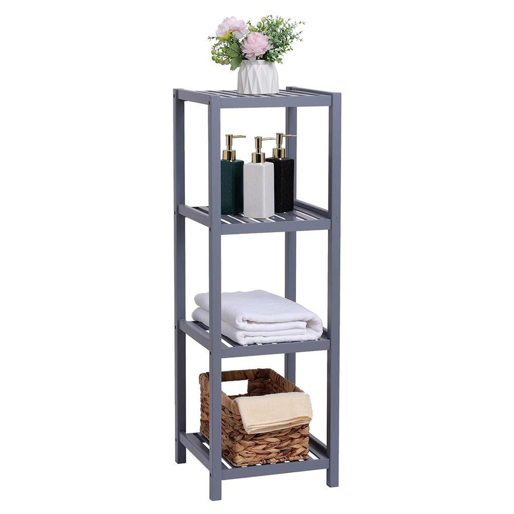 Details about   4-Tier Bathroom Storage Shelves Bamboo Kitchen 7 Adjustable Height Display Stand 