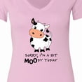 thumbnail image 4 of Inktastic Sorry, I'm a Bit Moody Today Cute Cow Pun Women's V-Neck T-Shirt, 4 of 5