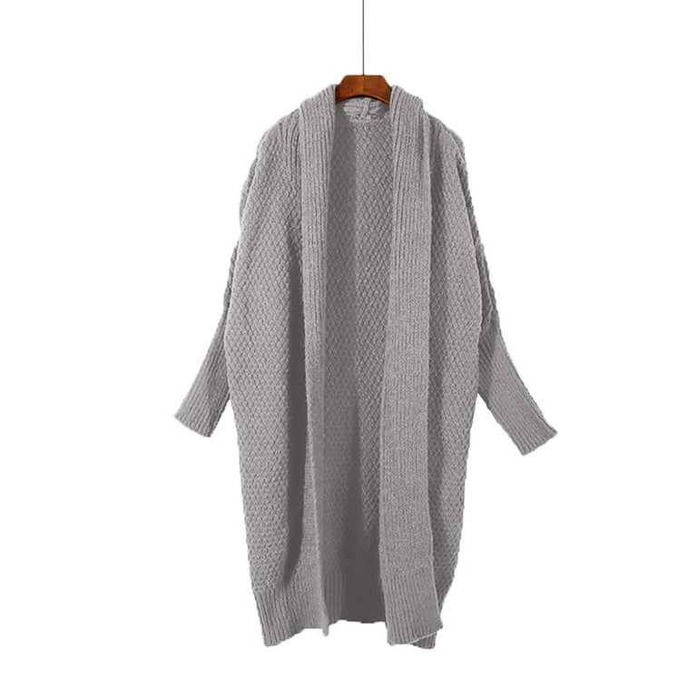  FQZWONG Gray Long Cardigan Sweaters for Women Chunky Knit Long  Sleeve Solid Color Oversized Open Front Lightweight Plus Size Comfy Loose  Soft Warm Party club Outdoor Coat Outwear(Gray,Large) : Sports 