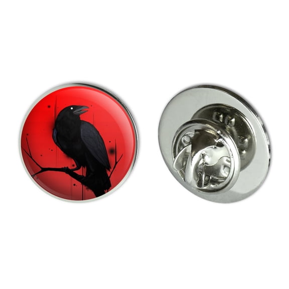 Crow on Branch Metal 0.75" Lapel Hat Pin Tie Tack Pinback