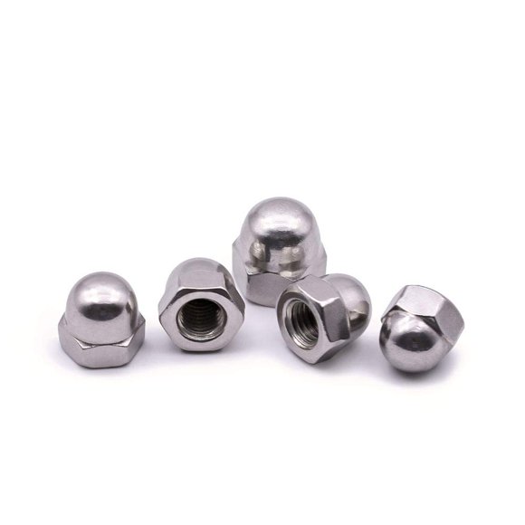 #6-32 Tuercas de cabeza de cúpula con tapa hexagonal de bellota, acero inoxidable 304, cobertura de cabeza completa 18-8, 50 unidades