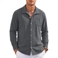 thumbnail image 4 of FchengtaiS Men's Corduroy Button Down Shackets Lapel Collar Long Sleeve Textured Shirts Jacket Fashion Casual Daily Outerwear, 4 of 5