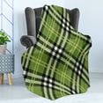 thumbnail image 4 of Checkered Soft Flannel Fleece Throw Blanket, Classical Celtic Pattern Symmetrical Stripes and Squares Print, Cozy Plush for Indoor and Outdoor Use, 60" x 80", Pale Yellow Fern Green, by Ambesonne, 4 of 5