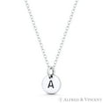 thumbnail image 2 of Initial Letter "A" Engraved Tiny 11x8mm (0.4"x0.3") Circle Pendant & Chain Necklace in .925 Sterling Silver, 2 of 3