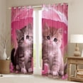 thumbnail image 2 of Homewish Cute Cat Blackout Curtains Set of 2 (52x84 Each),Kawaii Pet Animal Window Curtains,Pink Flower Floral Curtains and Drapes For Girls Boys,Ultra Soft Home Decor, 2 of 6