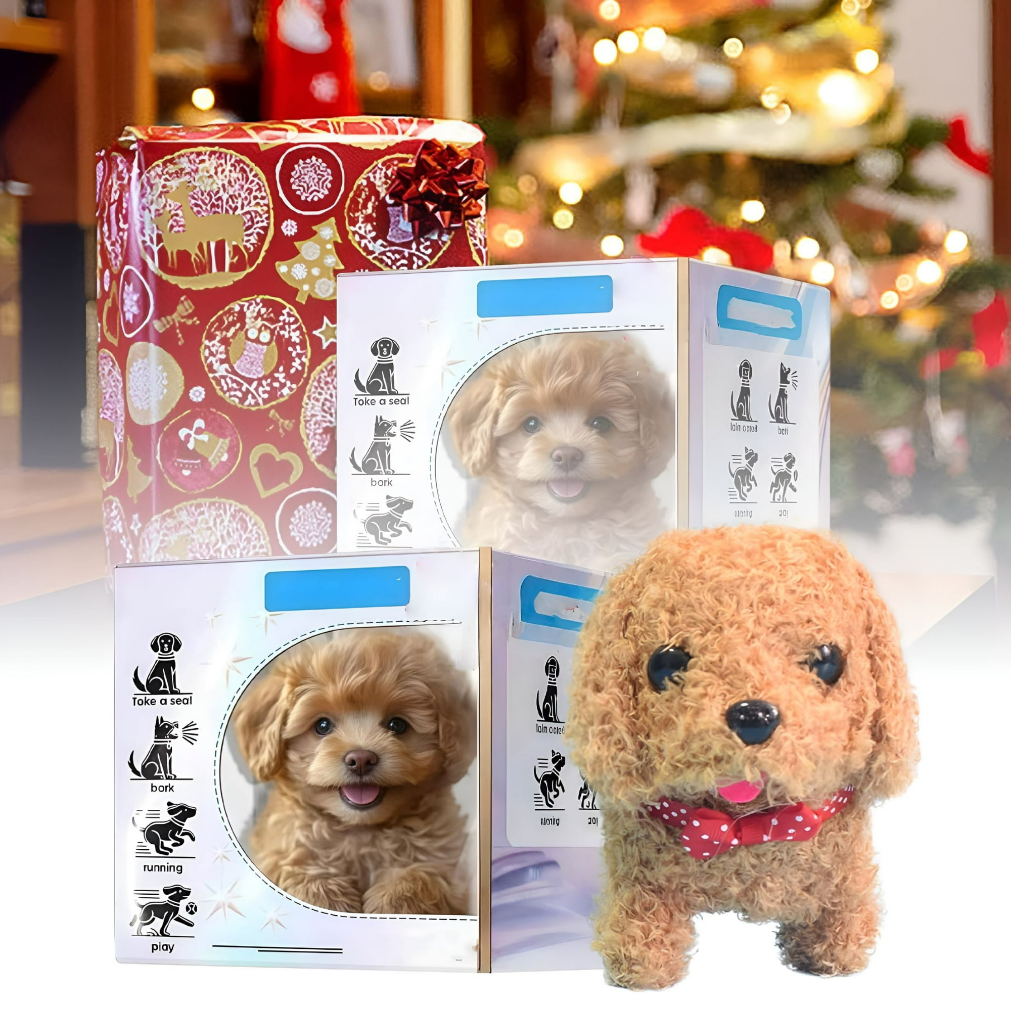 BESTSKY New Robot Dog – Nicco Realistic Robot Puppy, Interactive Walking Barking Tail-Wagging Plush Pet Dog Toy, Cute Christmas Birthday Gift for Pet Lovers
