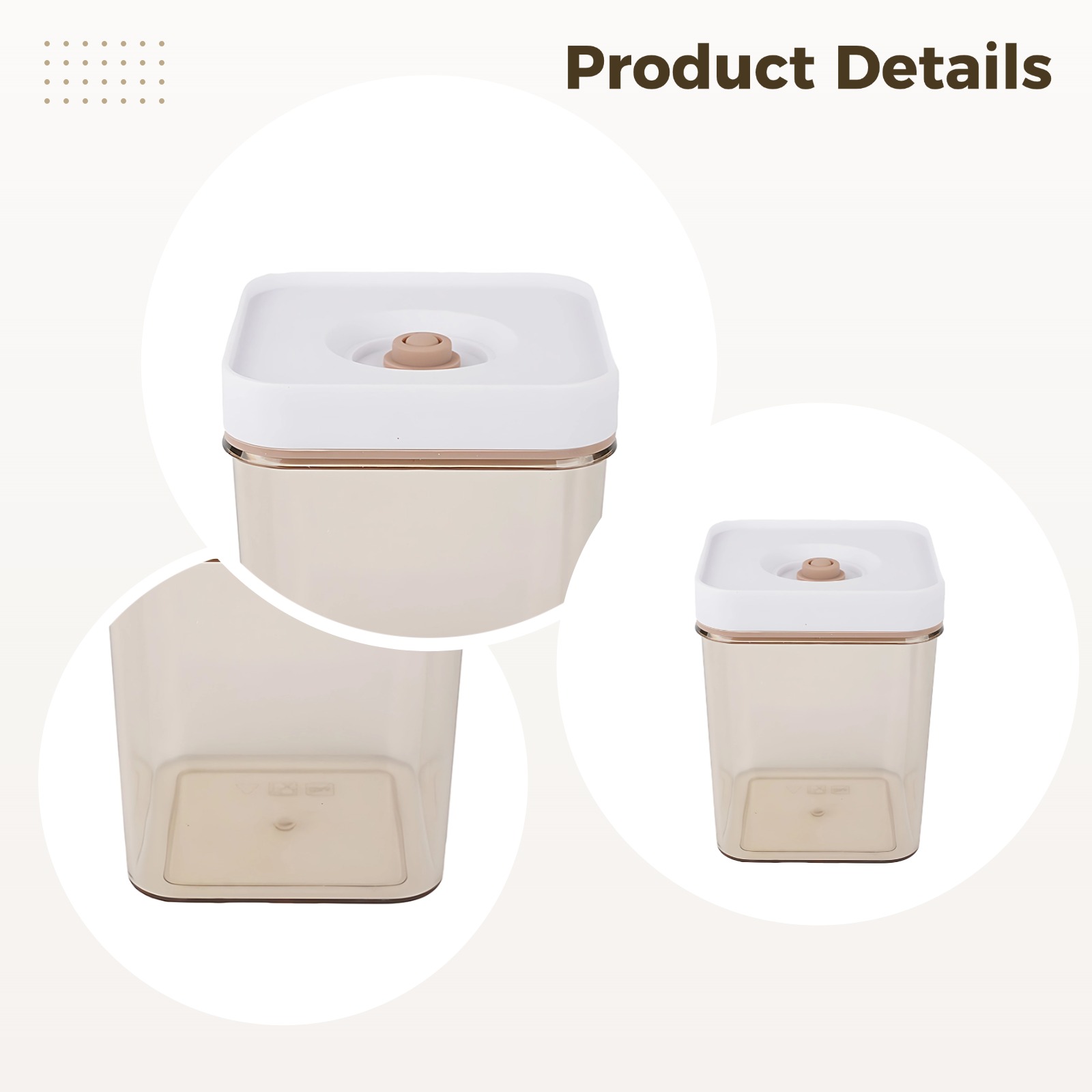 3-Piece Vacuum Sealing Food Container Set, Airtight Storage with Hand Pump, for Pantry Organization, Transparent Kitchen Canisters, ABS+PET+Silicone