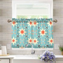 Floral Flowers Blue Kitchen Curtains Half Tier Curtain 2 Rod Pockets Bathroom Bedroom Cupborad Living Room 27"x36"