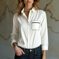 thumbnail image 4 of TTUHYWXI Button Down Shirts for Women Long Sleeve Gauze Shirt Casual Loose Fit Blouses V Neck Collared Summer Tops Work Blouse (White, L), 4 of 5