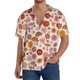 thumbnail image 1 of Balery Fall 70s Groovy Hippie Camisa Casual de Manga Corta con Botones para Hombre, Texturizada, Estilo Cubano, para Playa, Verano-Large, 1 of 5