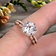 thumbnail image 2 of 2.25 Carat 6mm Round Cut VS Morganite Engagement Ring Set 10k Rose Gold Milgrain Band Halo Anniversary Gift Personalized for Brides, 2 of 5