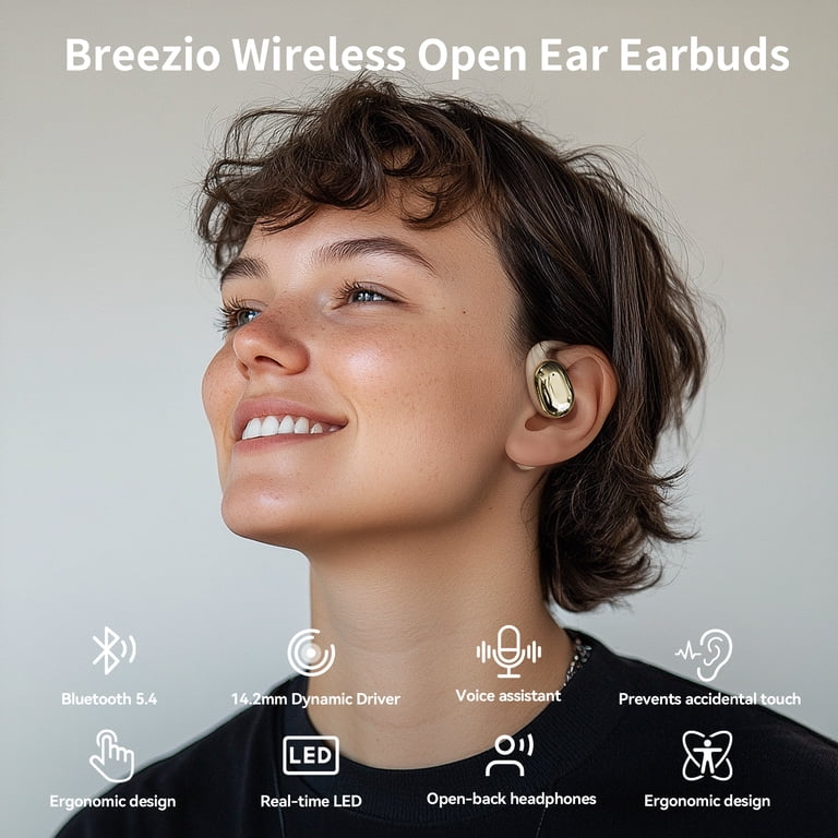 Breezio Open-Ear Bluetooth Earbuds with LED Display photo 2