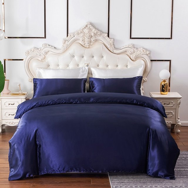 Kit textil para el hogar, ropa de cama de color sólido de seda sintética, funda nórdica cómoda y transpirable