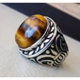 thumbnail image 2 of Tiger Eye Mans Ring, Natural Tiger Eye Ring, Birthstone Ring, Silver Jewelry, 925 Silver Ring, Birthday Gift, Heavy Mens Ring, Arabic Design, Ottoman Style Ring, Christmas, Turkey Mens Signet Ring, 2 of 6