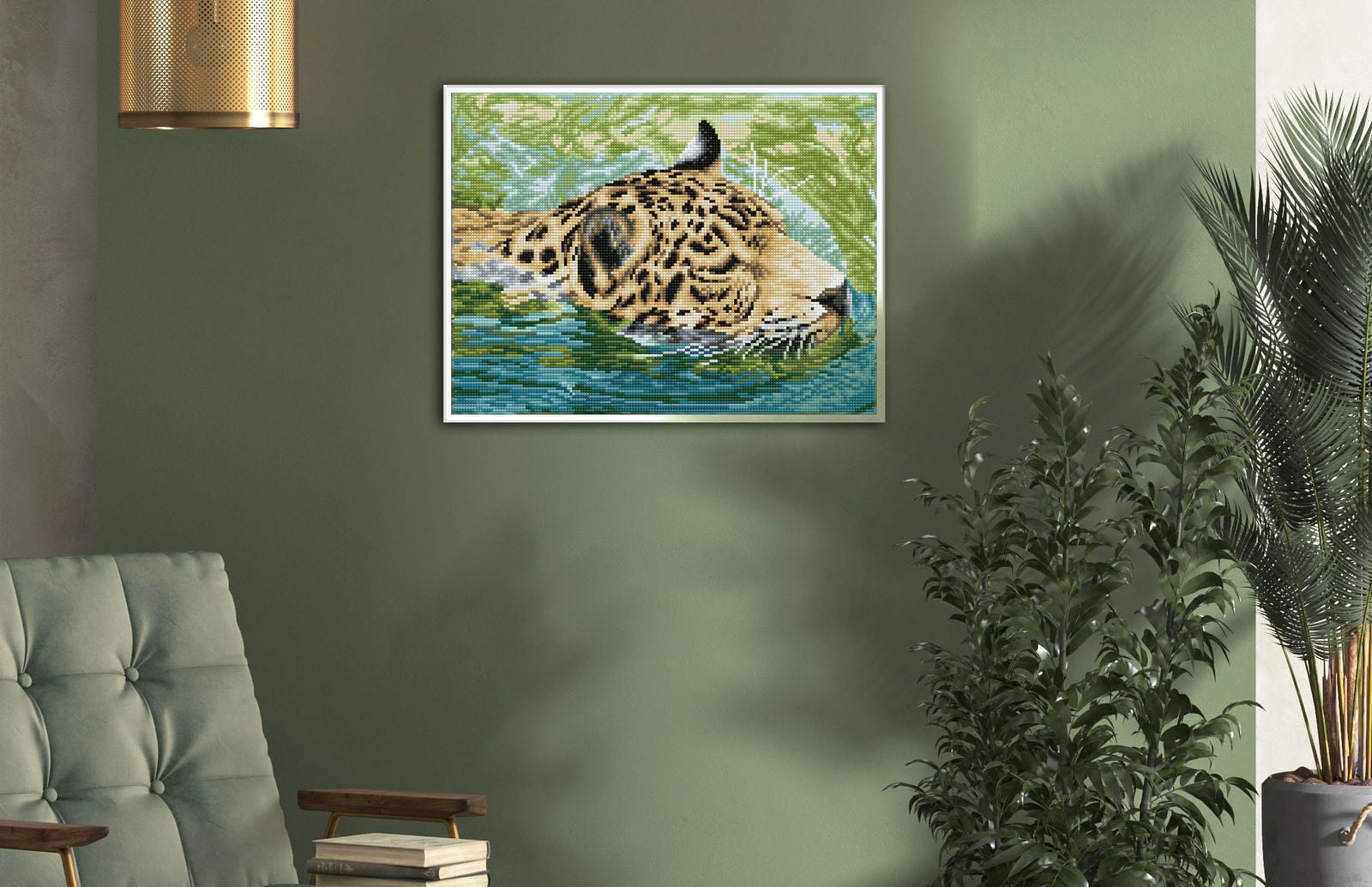 Diamond Dotz Jungle Prince - Pre-Framed Kit Jaguar Diamond Painting Kits for Adults - Diamond Art Kits a Relaxing Creative Craft Kit with Dotz Gems 12.2"x16.1"