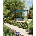 thumbnail image 2 of COZONY 10x10 Ft Retractable Pergola Canopy, Aluminum Metal Patio Shade Shelter with Adjustable Roof for Backyard, Lawn and Deck, Gray Frame/Blue Canopy, 2 of 9