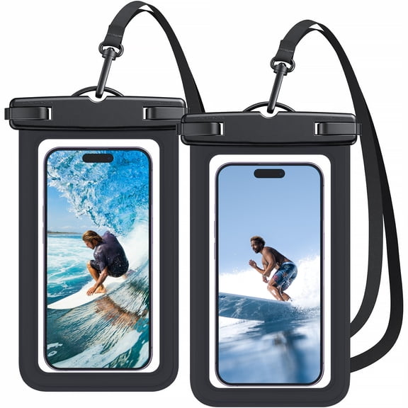 Waterproof Phone Pouch Case - [2 Pack][Easy Lock & Heavy Duty] IPX8 Water Proof Cell Phone Dry Bag for Beach, Protector for iPhone 17 16 15 14 13 12 11 Pro Max Plus Air, Galaxy S25 S24, 4-7"