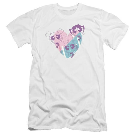 Powerpuff Girls Powerpuff Heart HBO S/S Adult 30/1 T-Shirt White