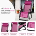 thumbnail image 5 of CL.HPAHKL Zero Gravity Lawn Lounge Chairs Set of 2, Adjustable Patio Reclining Chair with Pillow and Cup Holder, Folding Outdoor Chairs for Deck Beach Yard, Red, 5 of 7