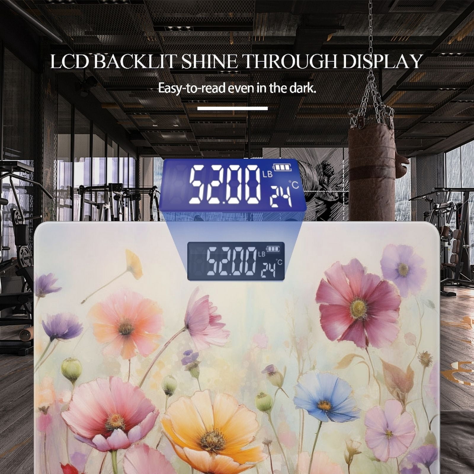 Bathroom Scale, Highly Accurate Digital Body Scale,Precisely Measures Weight up to 400 lbs-Array Of Colorful Wildflowers In Full Bloom On The Meadow